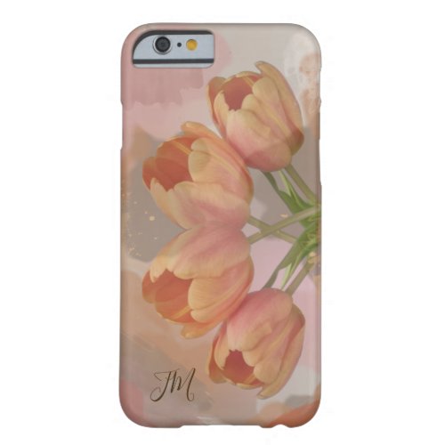 Abstract design w orange tulips  custom Initials Barely There iPhone 6 Case