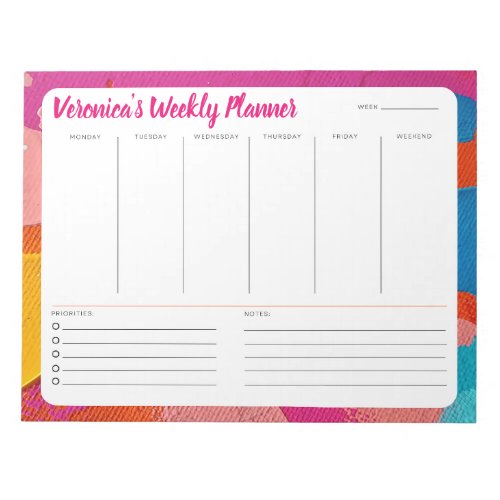 Abstract Design Weekly Planner Personalize Notepad