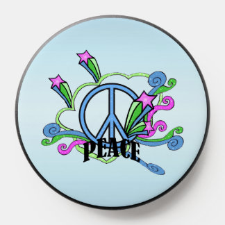 Abstract Design With Blue Peace Sign Stars Scrolls PopSocket