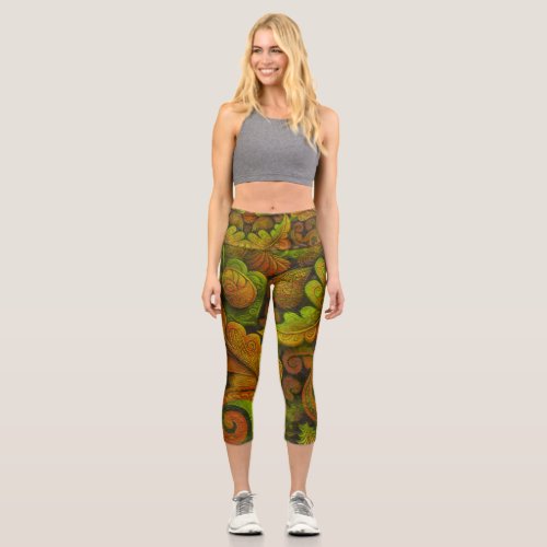 Abstract designe with gentle colors capri leggings