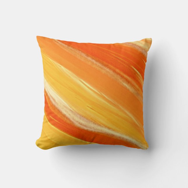 Abstract Diagonal Orange and Yellow Stripes Throw Pillow (Front)