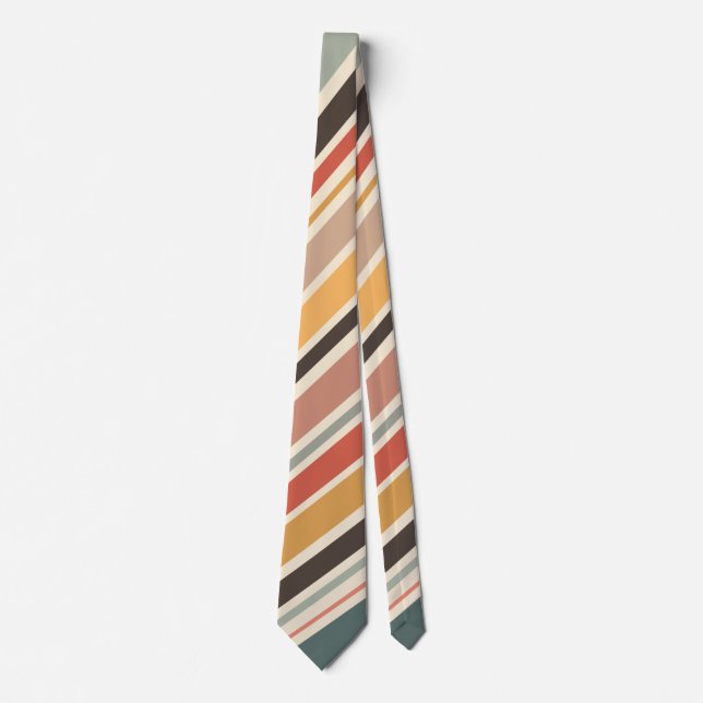 Abstract diagonal retro style stripes neck tie (Front)