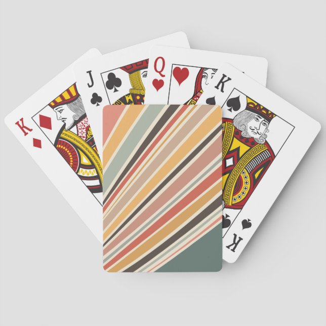 Abstract diagonal retro style stripes poker cards (Back)