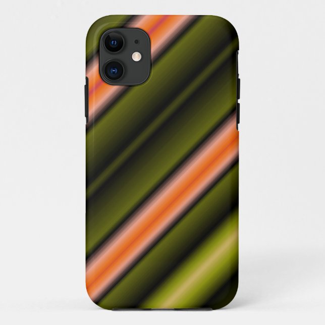 Abstract diagonal stripes (Orange, Green, Black) Case-Mate iPhone Case (Back)