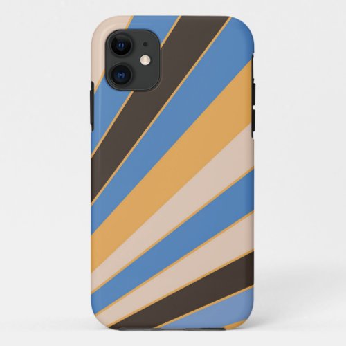 Abstract diagonal stripes spring colors blue iPhone 11 case