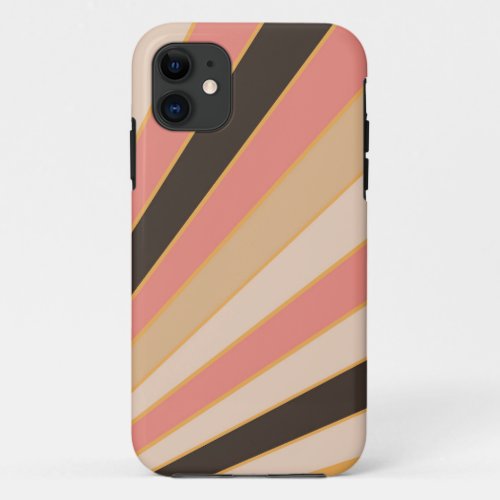 Abstract diagonal stripes spring colors coral  iPhone 11 case