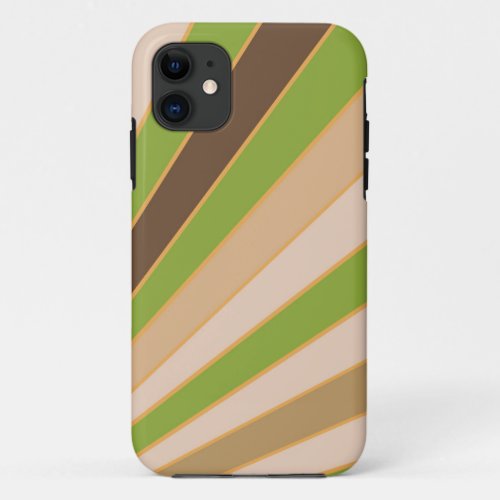 Abstract diagonal stripes spring colors green iPhone 11 case