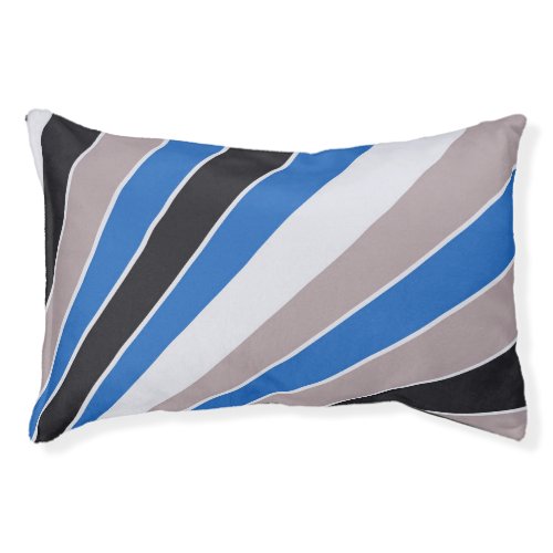 Abstract diagonal stripes winter colors blue pet bed