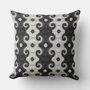 Abstract Diamond Eye Curls Pattern Throw Pillow 2