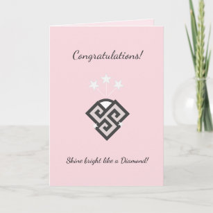 Abstract Diamond Shape on Pink Congratulations Card