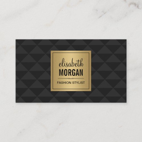 Abstract Diamond Style - Elegant Luxury Black Gold Double-Sided Standard Business Cards (Pack Of 100)