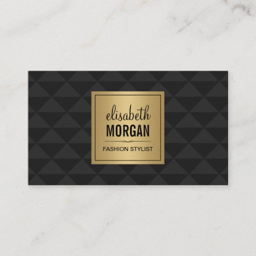 Customizable Abstract Diamond Style - Elegant Luxury Black Gold Double-Sided Standard Business Cards (Pack Of 100)