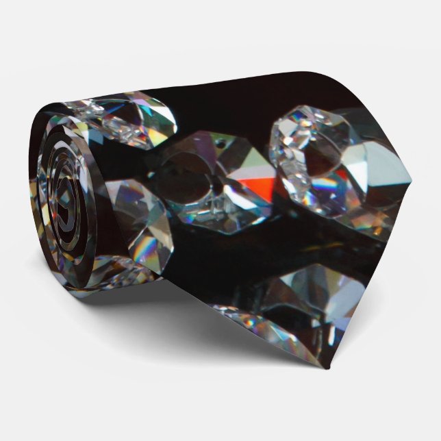 Abstract Diamonds on Black Background Neck Tie (Rolled)