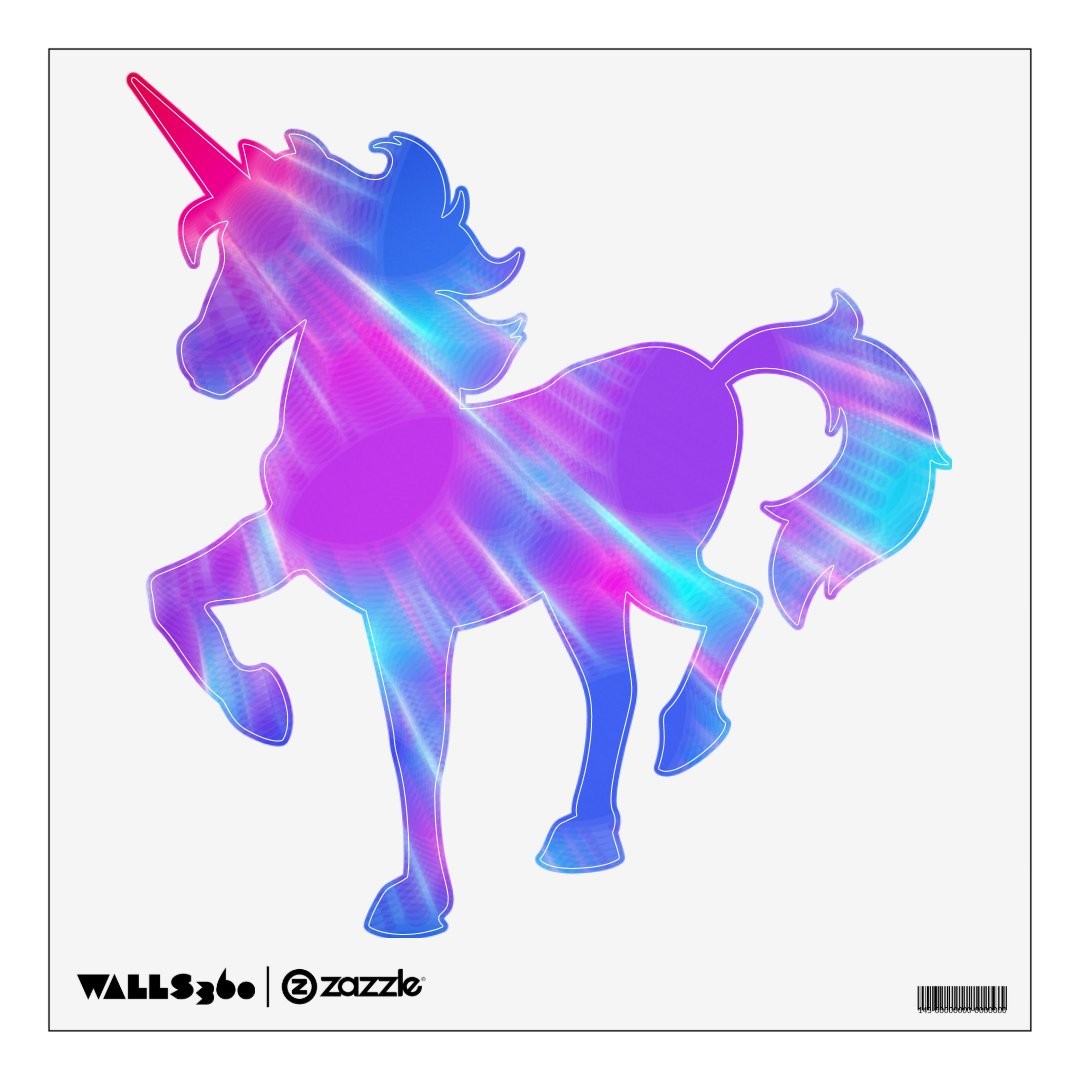 Abstract Digital Art Blue Pink and Purple Unicorn Wall Sticker Zazzle