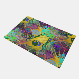 Abstract Digital Art - colorful Splatter Doormat