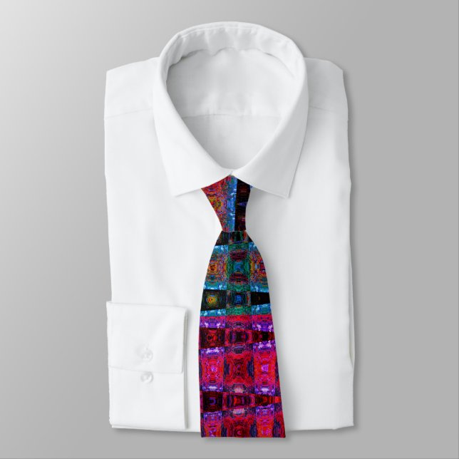 Abstract Digital Art Funky Sine Waves Neck Tie (Tied)