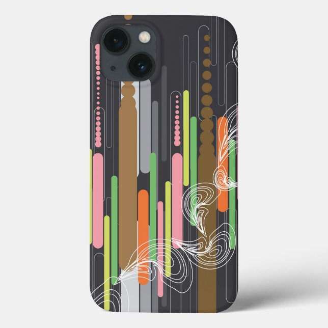 Abstract Digital Art Stripes & Swirls Phone Case (Back)