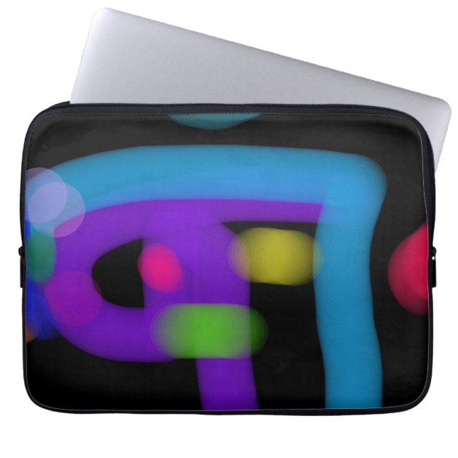 Abstract Digital Circuitry in Cobalt and Violet Laptop Sleeve (Front)