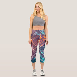 Abstract Digital Electronic Modern Art Capri Leggings
