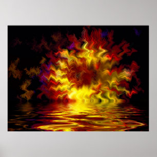Abstract digital fire poster