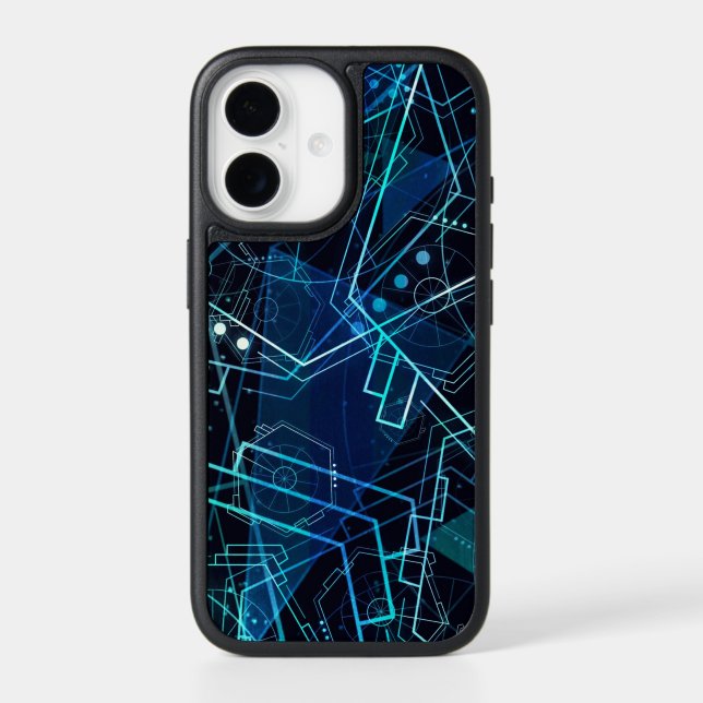 Abstract Digital Geometric Data Blue Art Otterbox iPhone Case (Back)