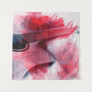 Abstract digital painting of guitarart, abstract, tapestry