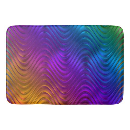 Abstract Digital Waves Acid Psychedelic Design Bath Mat