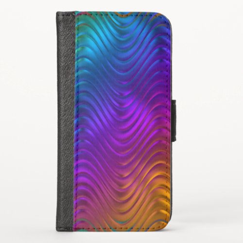Abstract Digital Waves Acid Psychedelic Design iPhone X Wallet Case