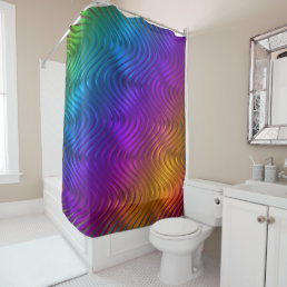 Abstract Digital Waves Acid Psychedelic Design Shower Curtain