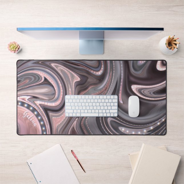 Abstract Dimension Pink Pastel Glow  Desk Mat (Office 1)
