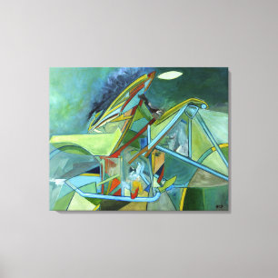 Abstract Dirt Bike Retro Futurist Colorful Lines Canvas Print