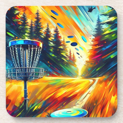 Abstract Disc Golf Art Beverage Coaster