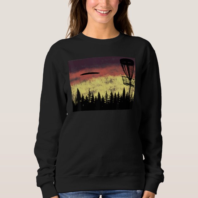 Abstract Disc Golf Night Sky With Basket Frisbee G Sweatshirt (Front)