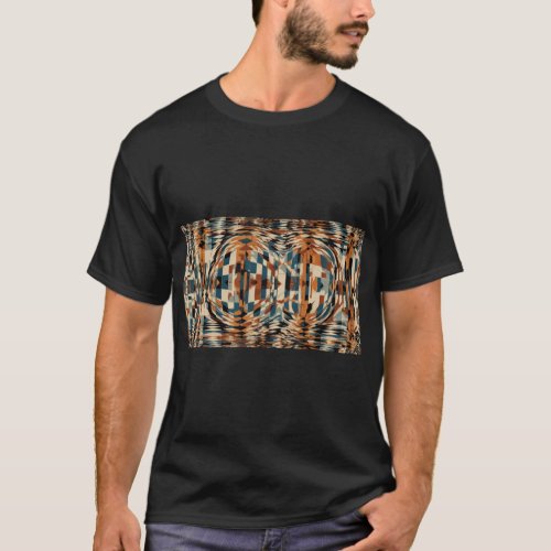 Abstract Distorted Checkered Design T_Shirt