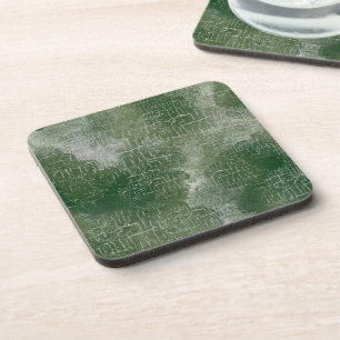 Abstract Distressed Grunge, Pine Green Coaster Set