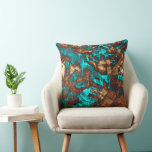 Abstract Distressed Turquoise Cream Brown Texture Throw Pillow at Zazzle