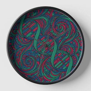 Abstract DNA Helix Jewel Line Art Clocks
