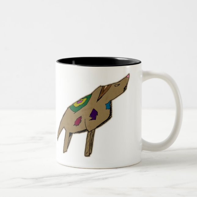 Abstract Dog Illustration Two-Tone Coffee Mug (Right)