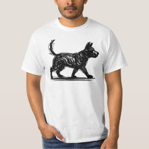 Abstract Dog Line Art  Minimalist Scribble Dog Mod T-Shirt