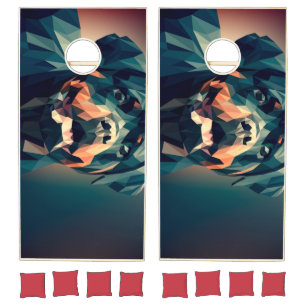 Abstract dog Natural Wood Cornhole set