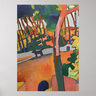 Abstract Dog on Bridge Poster