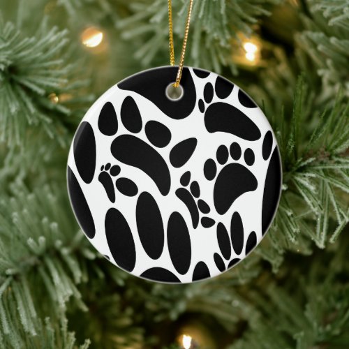 Abstract Dog Pawprint Ceramic Ornament