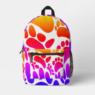 Abstract Dog Pawprint Printed Backpack