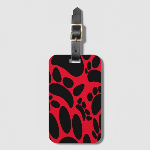 Abstract Dog Pawprint Red Luggage Tag