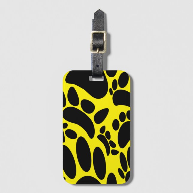 Abstract Dog Pawprint Yellow Luggage Tag (Front Vertical)