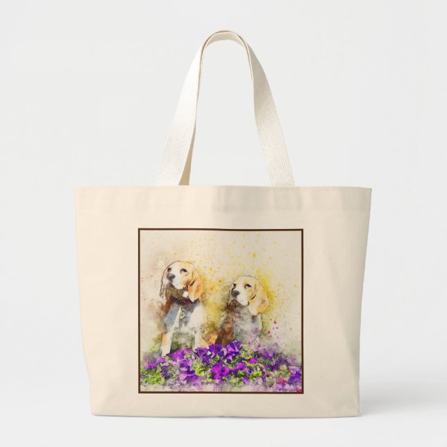 Abstract Dog Print Large Tote Bag (Front)