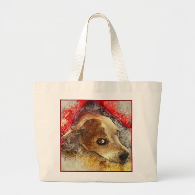 Abstract Dog Print Large Tote Bag (Front)