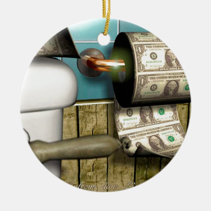 Abstract Dollar Toilet Bills Christmas Tree Ornament