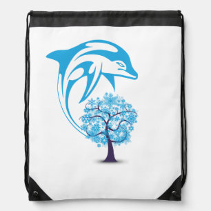 Abstract Dolphin Drawstring Backpack
