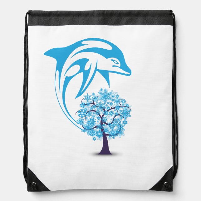 Abstract Dolphin Drawstring Backpack (Front)